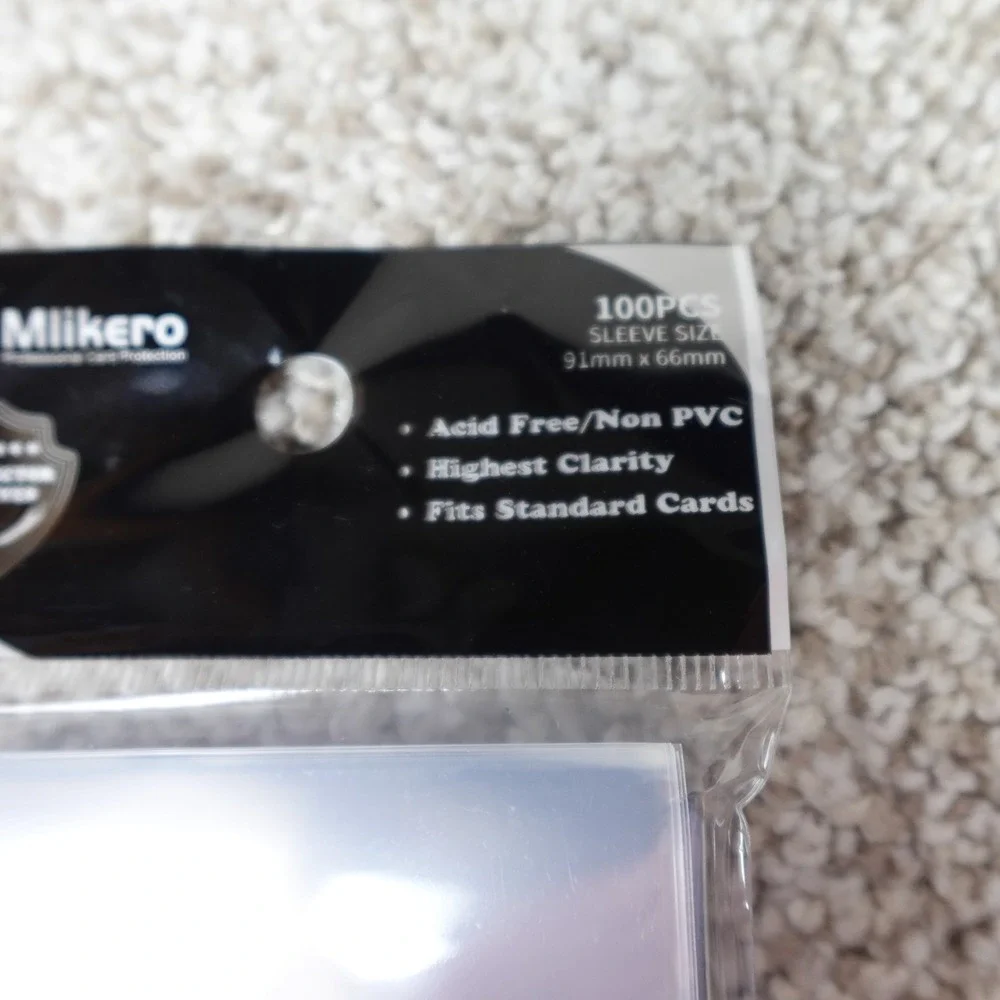Mlikero 100ct Standard Card Protector Sleeves Clear Acid Free Non-PVC 91x66mm